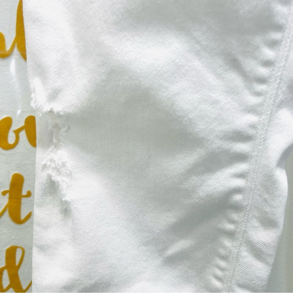 SPANX White High Waisted Skinny Jeans Raw Hem Distressed Ankle Pants Size Small - Picture 7 of 13